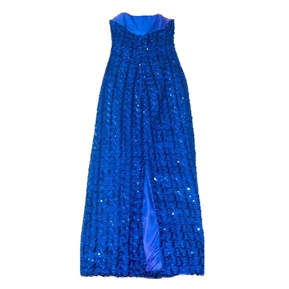 Vintage 60’s-70’s Mike Benet Formals Blue Strapless Sequin Evening Dress, xs fit - Picture 5 of 13
